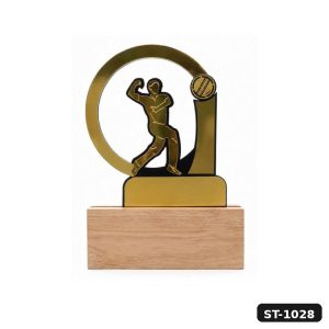 ST-1028_01_plain Cricket Action Wood Base Trophy